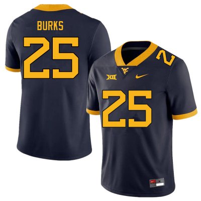 Men's West Virginia Mountaineers NCAA #25 Aubrey Burks Navy Authentic Nike Stitched College Football Jersey UL15P37YN